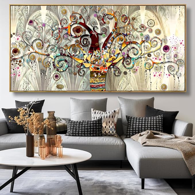 Wall Art Abstract Art Paintings Tree of Life Posters Prints Landscape Picture Colorful Modern Canvas Painting for Living Room Bedroom Office Large Decor 20"x40" with Framed
