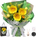Casaido Preserved Flowers for Delivery, Sunflower Bouquet with Necklace, Forever Real Flowers Anniversary Birthday Gifts for Women Mom Wife Girlfriend, Eternal Flowers for Valentines Day Christmas