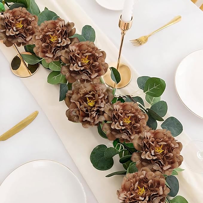 20pcs 5" Artificial Flower Peonies, Silk Peonies with 6" Stems, Flowers Suitable for Wedding Bouquets, Home Party Decoration (Coffee)