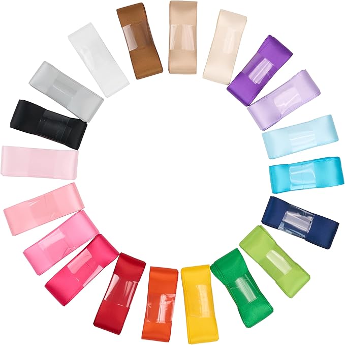 Satin Ribbon 1 Inch Assorted 20 Colors x 2 Yards Colorful Craft Silk Ribbon for Gift Wrapping, Hair Bows, Flower Bouquet, Wedding Decoration,Gift Wrapping, 40 Yards Total