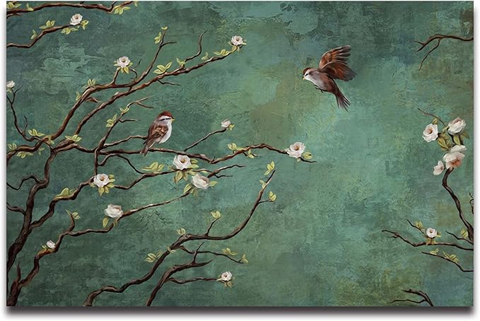 Wall Mural - 3D Wallpaper Decoration with Flowers and Birds - 103" x 69" (Not Self-Adhesive)