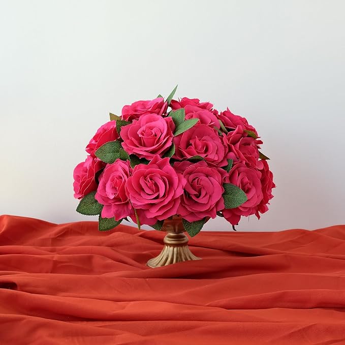 20 pcs 4'' Rose Red Faux Flowers Magenta Pink Brushed Silk Rose Set for DIY Bouquet Wedding Arrangements Artificial Flower Wall Mirror Decor Baby Shower Home Decor Table Centerpieces
