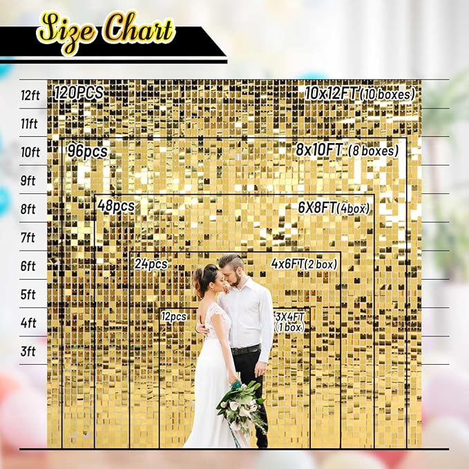 Kate Square Rainbow Pink Sequin Wall Panels Wedding Decoration Wall Shimmer Birthday Party (Pack of 12)