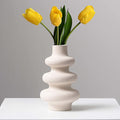 Ceramic Modern Dried Flower Vase, Off White Round Pampas Vase, Boho Home Decor for Centerpiece Wedding Dinner Table Party Living Room Office Bedroom, Housewarming Gift
