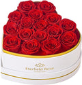 Eterfield 16 Forever Flowers in Heart Shape Box, Preserved Roses That Last a Year Preserved Flowers Birthday Gifts for Her Mom Women Wife Anniversary Valentines Day Mothers Day Christmas, Red
