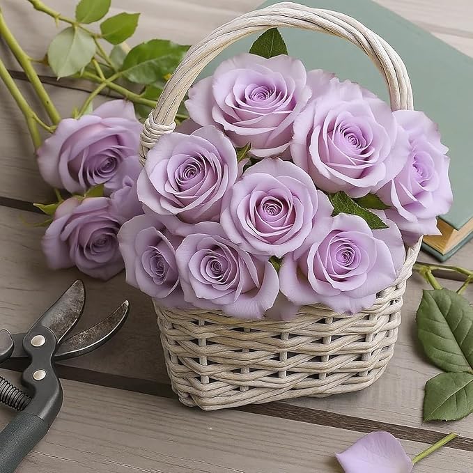 Roses Artificial Flowers 15 PCS, Fake Roses Silk Flowers with Long Stems, Faux Rose for Wedding Centerpieces, Home Decor, Indoor Floral Arrangements, Party Decor, DIY Bouquet (Light Purple)