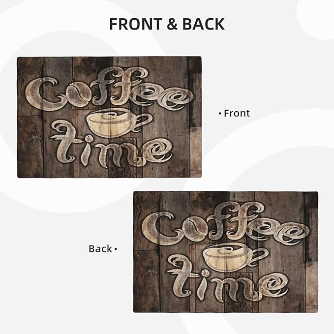 Coffee Linen Table Placemats Set of 4 Coffee Cup Vintage Wooden Print Placemat Indoor Outdoor Party Home Desktop Kitchen Dining Room Decoration 12x18 Inch