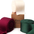 Ribbli Burgundy Ivory Green Silk Satin Ribbon 1.5 Inch x 30 Yard Handmade Frayed Chiffon Christmas Ribbon for Gift Wrapping Wedding Invitations Bridal Bouquets Home Decor