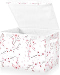 Flower Baskets Collapsible Storage Bins with Lids, Cherry Blossom Branche Storage Boxes Clothes Baskets for Organizing