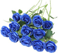 Artificial Rose Flower Artificial Flowers Flower with Long Stem Silk Roses Bouquet for Wedding Bridal Shower Party Home Decoration (Royal Blue, 12 Pcs)