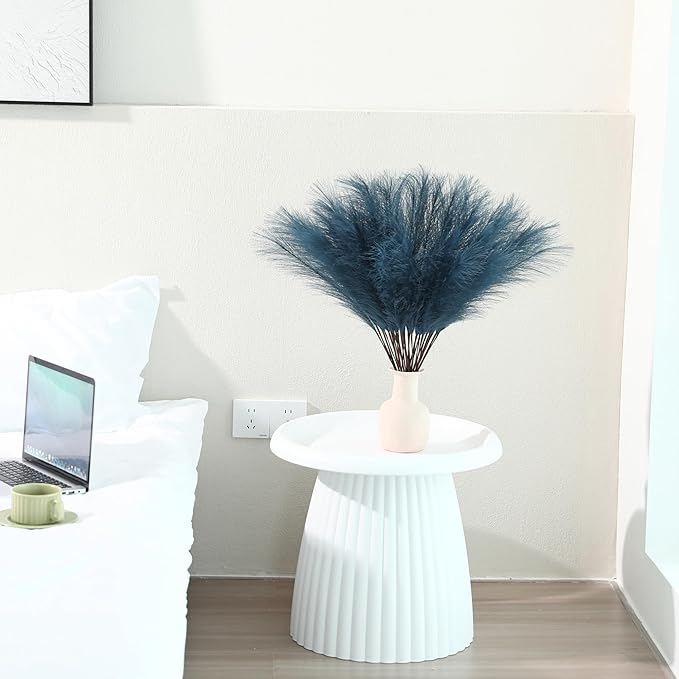 60pcs Blue Pampas Grass - 24 Inch Faux Pampas Grass Decor , Tall Pompas Grass for Floor Vase, Table Centerpieces, Wedding, Party and Blue Living Room Decor