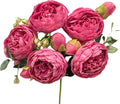 Artificial Peony Stems in Variety of Colors - Silk Faux Floral Home Decor (Hot Pink)