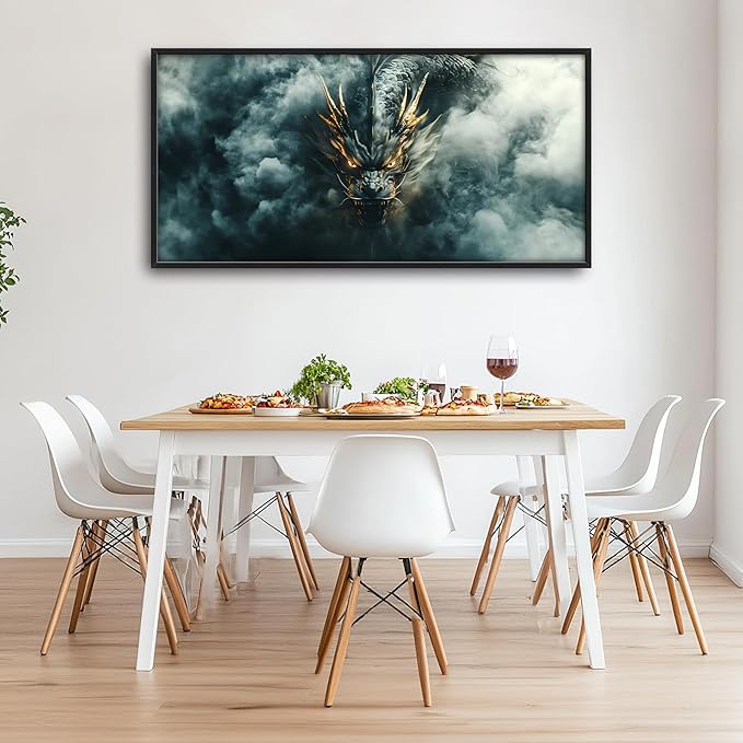 Chinese Dragon Large Wall Art Framed Wall Decor for Living Room Asian Dragon Pictures Oversized Canvas Print Painting Modern Extra Large Framed Artwork for Bedroom Office Home Decor 60"x30"