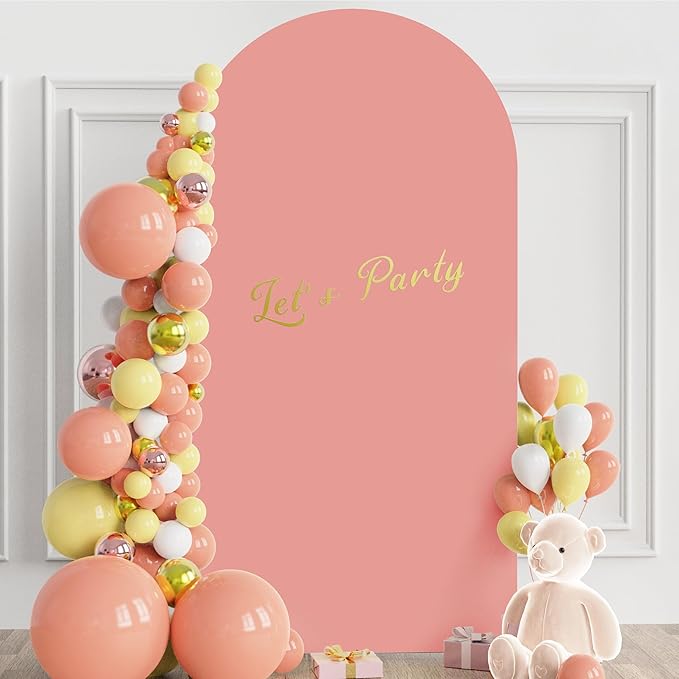 Wokceer 6.6FT Wedding Arch Cover Spandex Fitted Wedding Arch Stand Covers Round Top Chiara Arch Backdrop Cover for Birthday Party Ceremony Banquet Decoration Dusty Rose