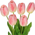 6PCS 23" Fake Tulip Flowers Artificial Pink Tulips Long Stem Faux Flower, Silk Flower Décor for Floral Arrangement Home Farmhouse Wedding Decoration