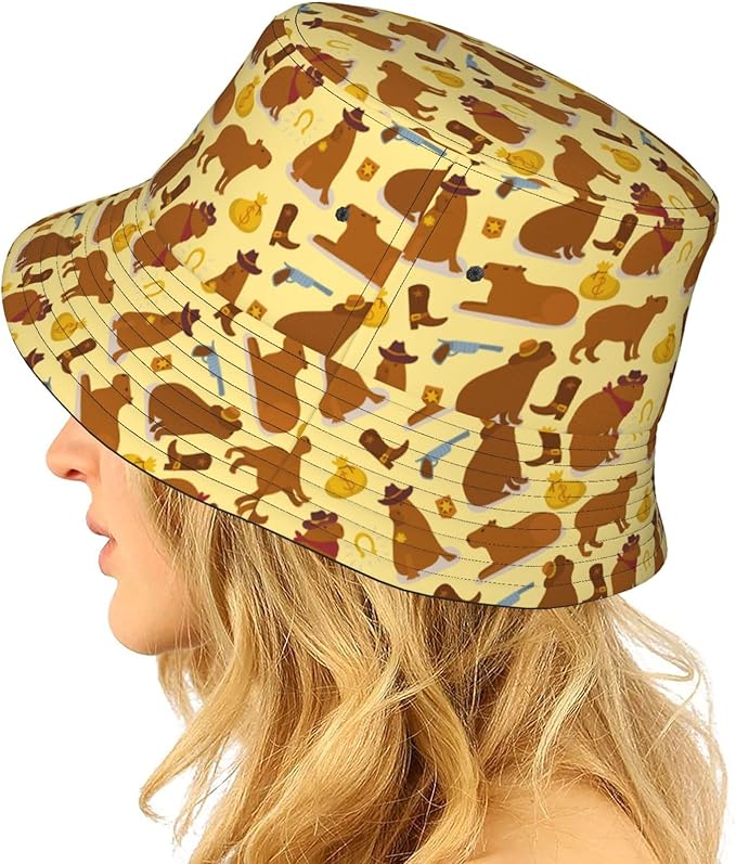 Cartoon Bucket Hat Summer Beach Travel Sun Hat Packable Fisherman Cap for Men Women