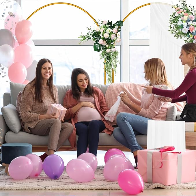 4 FT Arch Backdrop Stand, Metal Background Balloon Arch Stand, Baby Shower Backdrop Arch, Gold Arches for Party Decoration