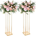 Set of 2 Wedding Centerpieces Geometric High Gold Vases - 31.5" Artificial Flower Display Stand for Wedding Christmas Carnival Party Dinner Event Hotel Home Decor Arrangement
