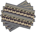 Rustic Deer Placemats Set of 4,Wild Bear Deer Paw Print Decor Kitchen Mats for Pattern Rustic Farmhouse Style Place Mats for Dining Table 12x18 Inch 4 PCS