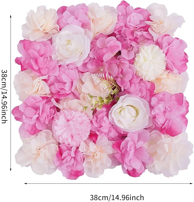 3D Flower Wall Panel 12Pcs Artificial Flower Wall Background Silk Rose Mat for Wedding Wedding Decor Shop Photo Backdrop (Flower Type D)