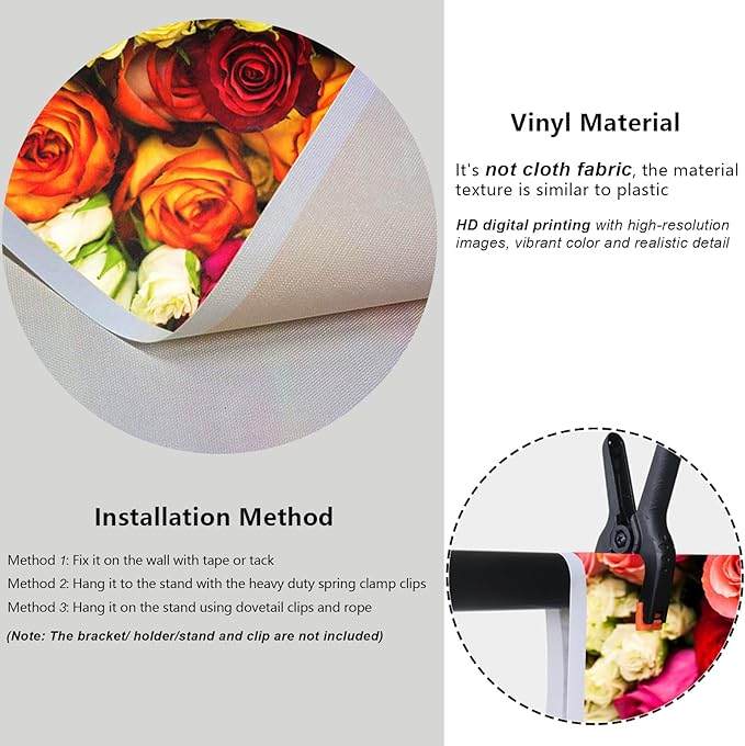 YongFoto 5x3ft Vinyl Flower Backdrop Lush Blossom Red Orange Floral Beautiful Photography Background for Couples Wedding Anniversary Marriage Ceremony Mother's Day Portrait Photo Studio Props