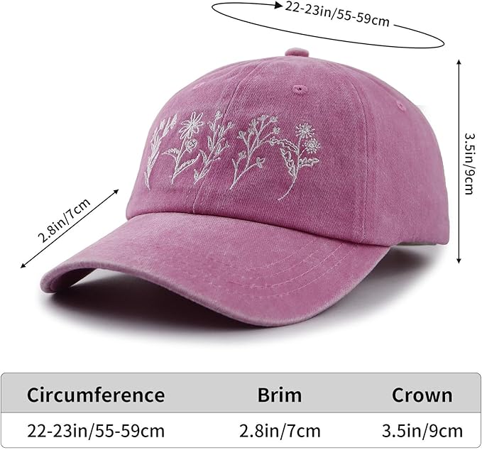 Garden Hats for Women, Adjustable Cotton Embroidered Gardening Baseball Cap