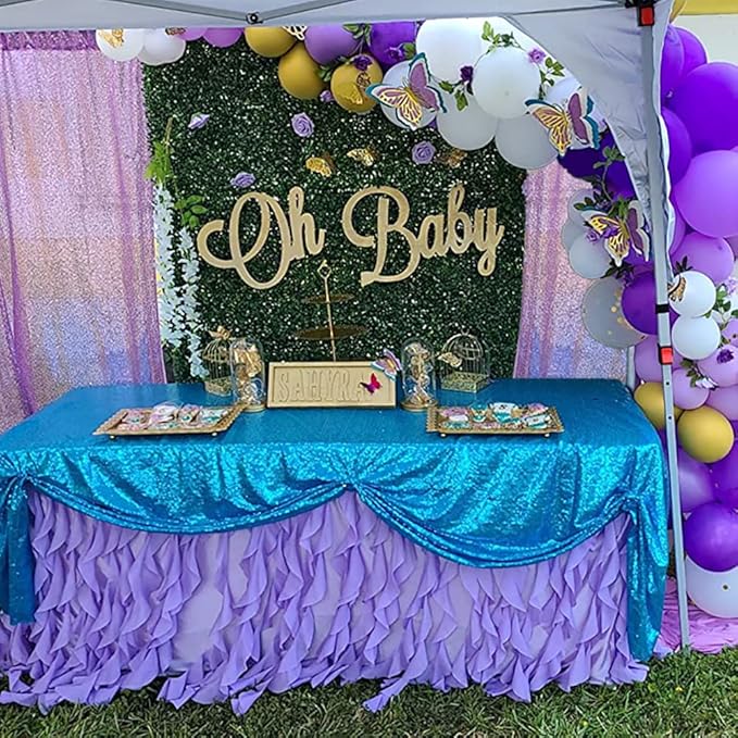 Lavender Sequin Backdrop Curtains 2FTx8FT 4 Panels Lilac Glitter Curtains Photo Background for Parties Wedding Baby Shower