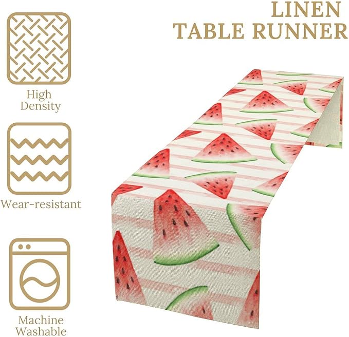 Watermelon Table Runner,Summer Fruit Tropical Birthday Party Decoration Dining Room Home Kitchen Table Decor 13 x 36Inch