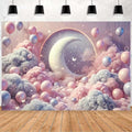 Dreamy Moon and Balloons Backdrop Pink Dreamy Balloon Moon Baby Birthday Decoration Kids Portrait Photo Backdrop Newborn Baby Photography Background (9x6feet)