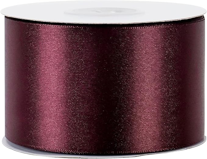 MEEDEE Satin Ribbon 2 inch Wide Double Faced Burgundy Ribbon for Christmas Tree, Crafts, Weddings, Flower Bouquet