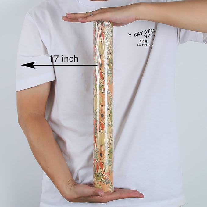 Aimyoo Kraft Floral Wrapping Paper Roll - Mini Roll - 17 Inch x 32.8 Feet - All Occasion Vintage Flower Gift Wrap Paper for Mother's Day Wedding Birthday Bridal Shower