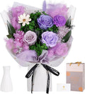 Preserved Flowers Bouquet - Forever Flowers for Delivery, Real Eternal Roses Bouquet Gifts for Women Mother Mom Girlfriend Wife Anniversary Birthday Present for Her, Light Purple