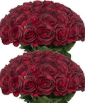 50pcs Artificial Roses Flowers in Bulk,Realistic Silk Fake Rose with Long Stem for Wedding Centerpieces Bouquet Party Floral Arrangement Home Decoration (Burgundy)