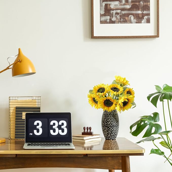 Sunflowers Artificial Flowers,7 Pcs Fake Sunflowers with Stems,Artificial Sunflower Bouquet for Sunflower Decor,Kitchen Decor,Silk Flowers for Home Decor Indoor,Flower Centerpieces for Tables