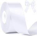 Fullive White Ribbon for Gift Wrapping, 30 Yards White Ribbon 1 1/2 Inch, Solid Polyester Satin Wedding Ribbons for Wedding Christmas Decorations DIY Hair Bows Wrapping Bouquet Floral Arrangements