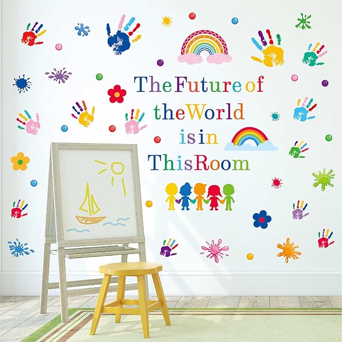 Inspirational Wall Decals for Kids Motivational Classroom Decor with Removable Quotes The Future of The World is in This Room Peel and Stick Wall Stickers Bedroom Nursery School Playroom