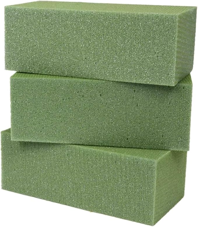 Premium Dry Floral Foam Blocks (3ct) - Green Foam for Flower Arrangements - Styrofoam Block for Artificial Flowers and Plant Decoration, Great for Crafts, Green Foam Bricks, Florist Foam Brick/Block