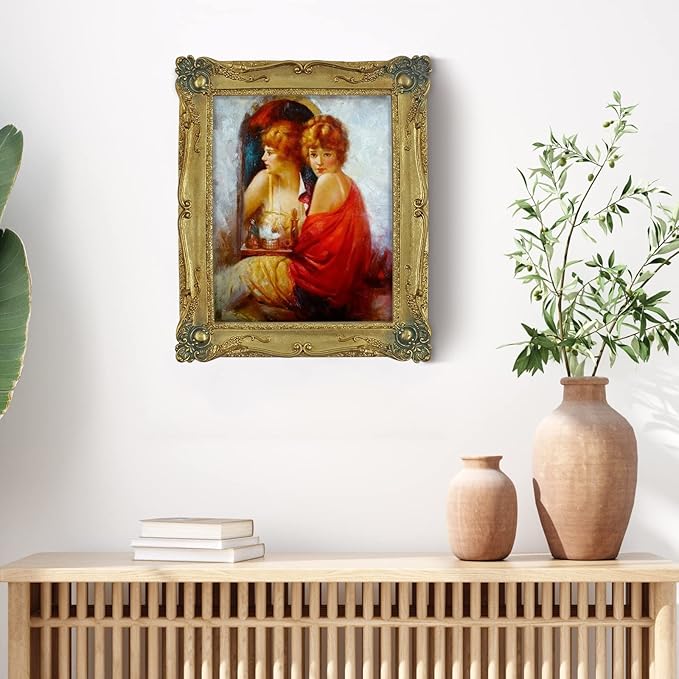 SIMON'S SHOP Gold Picture Frames 8x10 for Wall and Tabletop Vertical or Horizontal Display, Vintage Photo Frame with Glass Cover, Baroque Style Home Decor