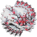 Ink Painting Cherry Blossoms Placemats Set of 4,Vintage Chinese Art Ink Painting Flower Linen Placemats Decoration for Family Dinners, Party, Holidays, Gathering 6 PCS