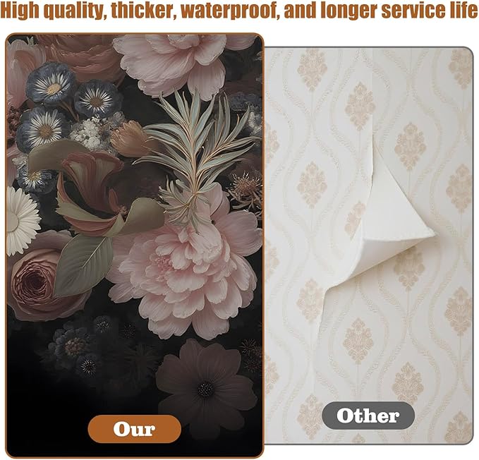 Wall Mural Peel and Stick Vintage Floral Mural- Thick Canvas Waterproof Wallpaper Art for Living Room Bedroom, Large Self-Adhesive Decor (Color-5, 137×98 inch)