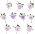 TINGE TIME Boutonniere for Men Wedding,Groom and Best Man Boutonniere for Wedding Ceremony Anniversary, Formal Dinner Party and Rustic Spring Wedding Marriage (10, Noble Purple)