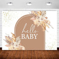 InMemory Boho Baby Shower Backdrop Decorations for Girl Pampas Floral Arch Hello Oh Baby Backdrops Banner Sign Photography Background for Girls Bohemian Baby Shower Party Decor Photo Booth Props 5x3ft