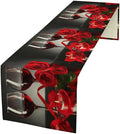 Retro Rose Red Wine Grape Print Table Runner,Table Dresser Runner, Kitchen Dining Table Runners for Indoor Outdoor Holiday Decor 13x36 Inch