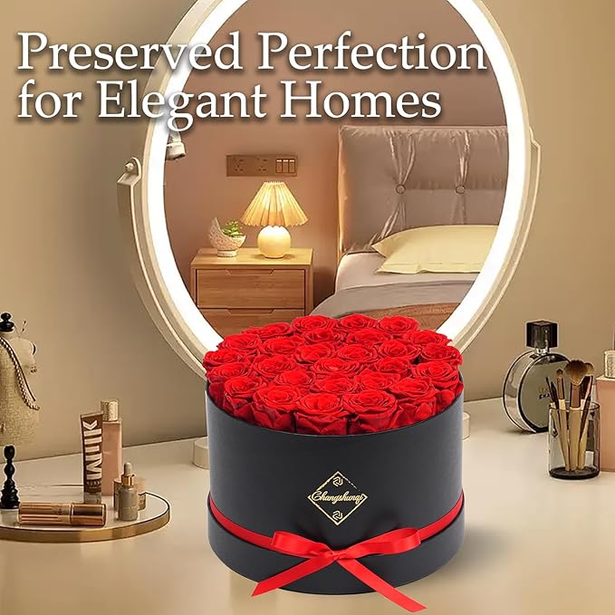 Changshunqi 27 Flowers Forever Preserved Roses, Preserved Real Flowers in Box, Forever Flower for Delivery Womens Birthday Gifts for Her Mom Grandma Anniversary Women Gifts for Wife Mother's Day