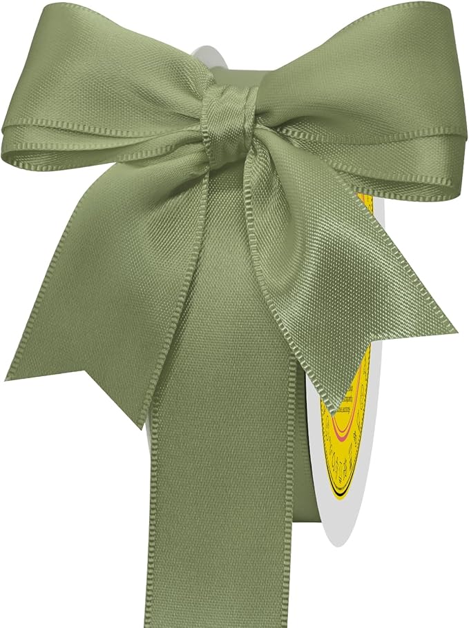 Spring Moss Double Face Satin Ribbon 1 inch X 25 Yards Spool Bright Colors Very Suitable for Weddings Gift Package Wrapping Dancer Wand Sewing Party Hair Bow Invitation Decorations and More