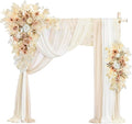 Wedding Arch Flowers with Drapes Kit (Pack of 5) - 2pcs Artificial Beige & Cream Deluxe Swag with 3pcs Hanging Drapes for Wedding Ceremony Arbor Reception Backdrop Rose Floral Decorations