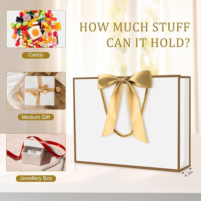 JMANNI Gift Bag, 1PCS Gift Bags Large with Ribbon and 1 Greeting Cards 2 Tissue Paper, Portable Paper Gift Bag with Handles, Birthday Gift Bags,Present Bags for Wedding Party Mothers Day
