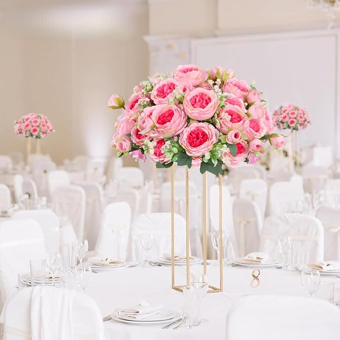 ASTRYAS 8Pcs Artificial Flowers, Artificial Peonies Silk Flowers Fake Peony Bouquet Faux Peonies Flowers Bulk for Decoration Vase Florals Arrangements Wedding Home Party Table - Pink