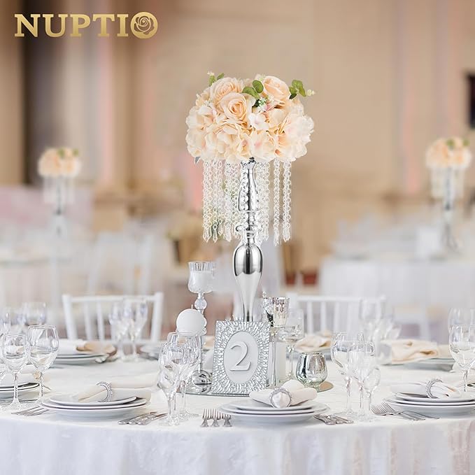 NUPTIO Flower Ball Arrangement Bouquet: 10 Pcs 11.8 inch Diameter Champagne Rose Fake Flowers Balls for Wedding Centerpiece Decorations Artificial Flower Centerpieces for Tables