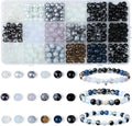 DUQGUHO 8mm Black Beads for Jewelry Making Black Glass Beads for Bracelets Necklaces DIY Crafts Glass Round Beads Black and White Beads Kit 360PCS